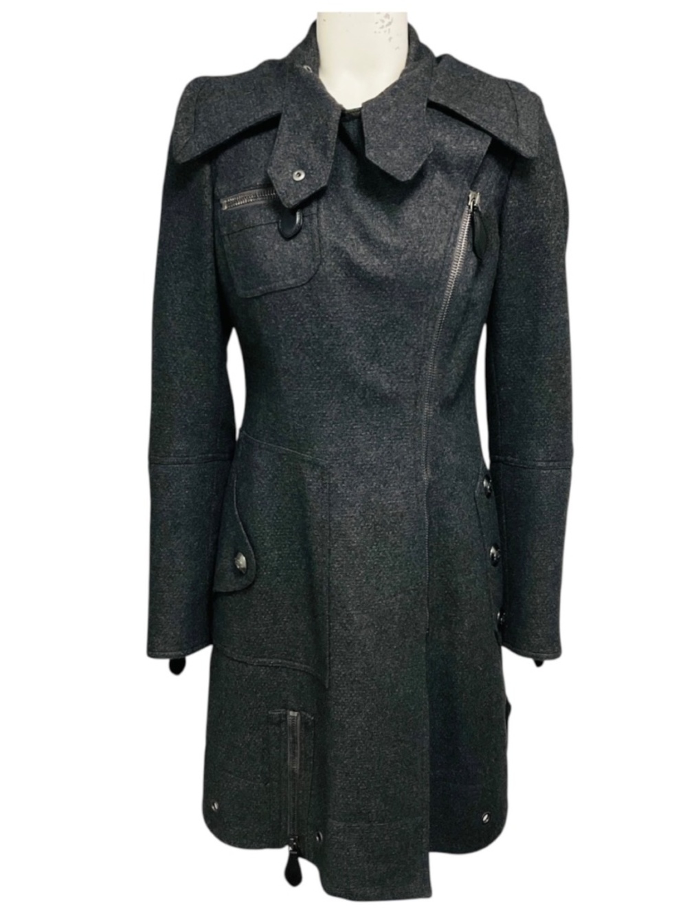 BURBERRY CHARCOAL GREY CLASSIC WOOL AND CASHMERE COAT